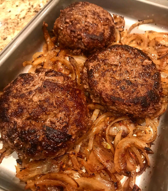 Skillet Burgers with Caramelized Onions